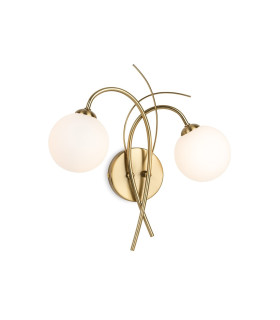 Elba 2 Light Wall Brushed Brass with Opal White Glass 2xG9