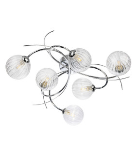 Elba 6 Light Flush Ceiling Fitting Chrome with Clear Decorative Glass 6xG9