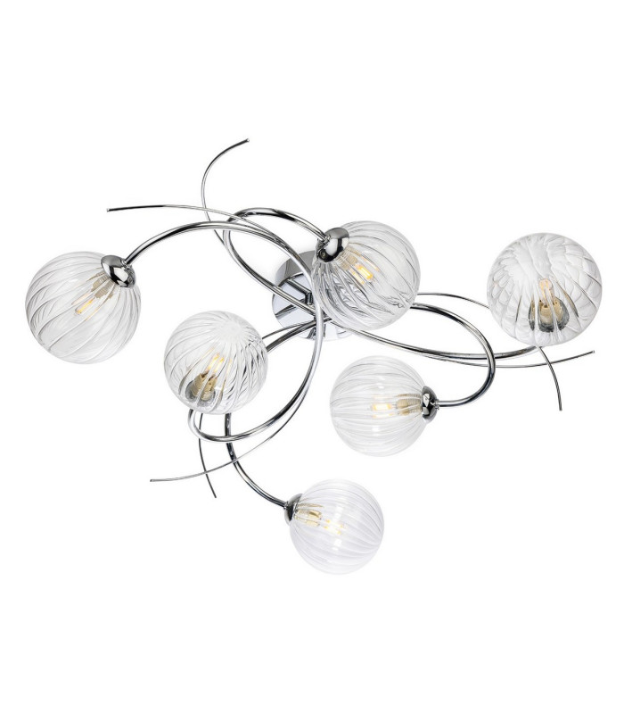 Elba 6 Light Flush Ceiling Fitting Chrome with Clear Decorative Glass 6xG9