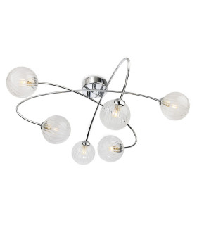 Atom 6 Light Flush Ceiling Fitting Chrome with Clear Decorative Glass 6xG9