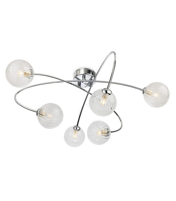 Atom 6 Light Flush Ceiling Fitting Chrome with Clear Decorative Glass 6xG9