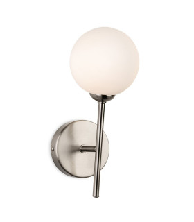 Lyric Wall Light Brushed Steel with Opal White Glass 1xG9