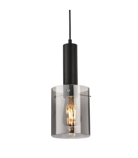 Phase Pendant Black with Smoked Glass 1xE27