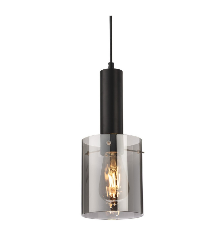 Phase Pendant Black with Smoked Glass 1xE27