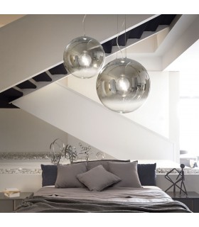 1 Light Globe Ceiling Pendant Chrome Shade - 2