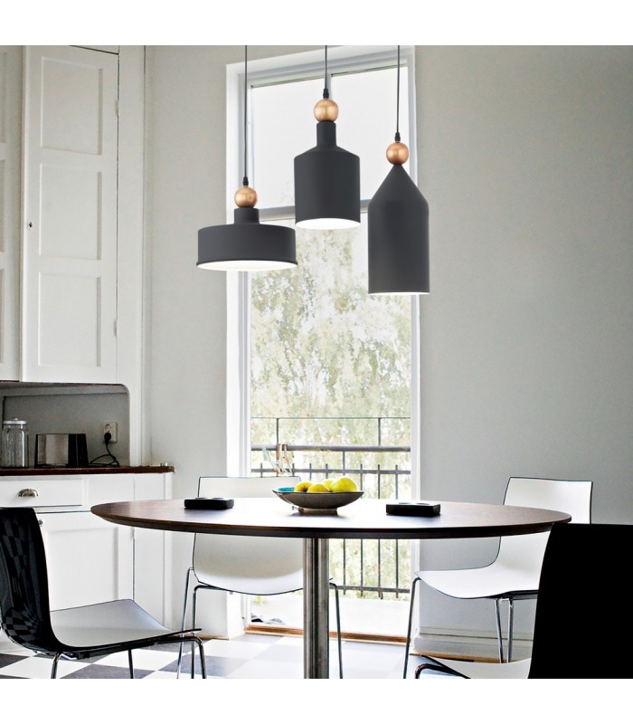 1 Light Dome Ceiling Pendant Light Black - 2