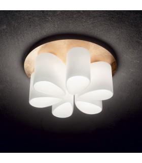 Indoor 6 Lights Flush Ceiling Lamp Gold, E27 - 2