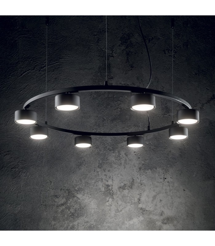 Indoor 8 Light Circular Ceiling Pendant Lamp 8 Lights Black - 2