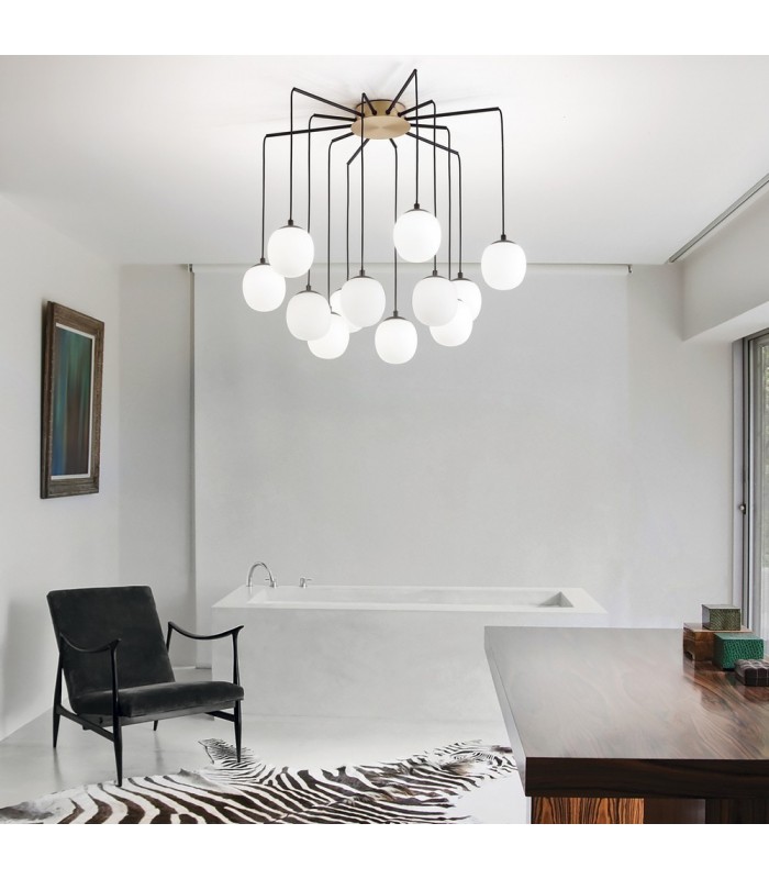 Indoor Cluster Ceiling Pendant Lamp 12 Lights Black, G9 - 2