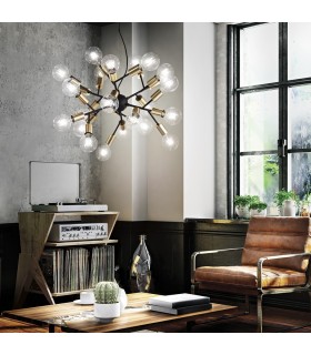 Indoor Multi Arm Ceiling Pendant Lamp 24 Lights Black, E27 - 2