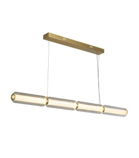 Mod LED Celling Pendant Satin Brass Metal Opal Acrylic & Clear Gla-1