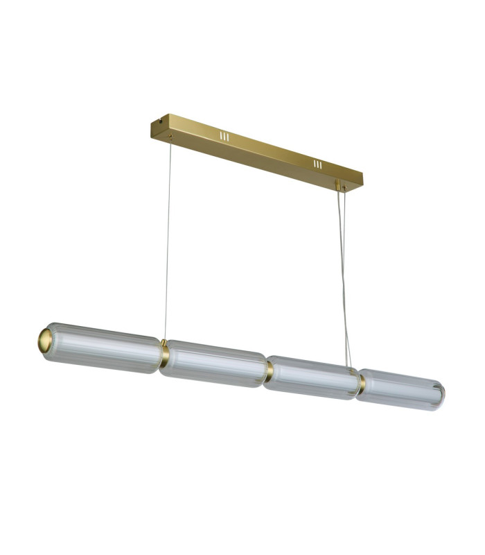 Mod LED Celling Pendant Satin Brass Metal Opal Acrylic & Clear Gla-2