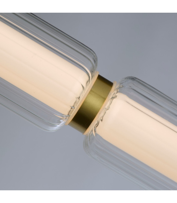 Mod LED Celling Pendant Satin Brass Metal Opal Acrylic & Clear Gla-3