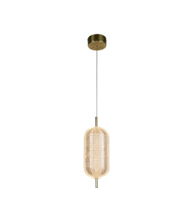 Capsule LED Celling Pendant Satin Brass Metal and Acrylic Shade-1