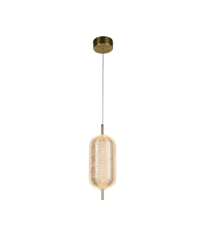 Capsule LED Celling Pendant Satin Brass Metal and Acrylic Shade-1