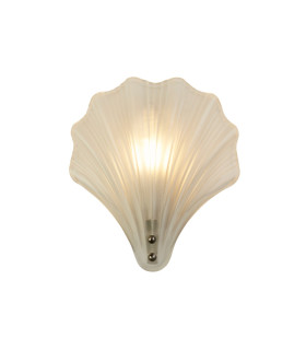 Shell 1 Light Wall Lamp Satin Silver Metal &Frosted Glass IP44-1