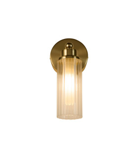 Imperial 1 Light Wall Lamp Satin Brass Metal & Clear Ribbed Glass-1
