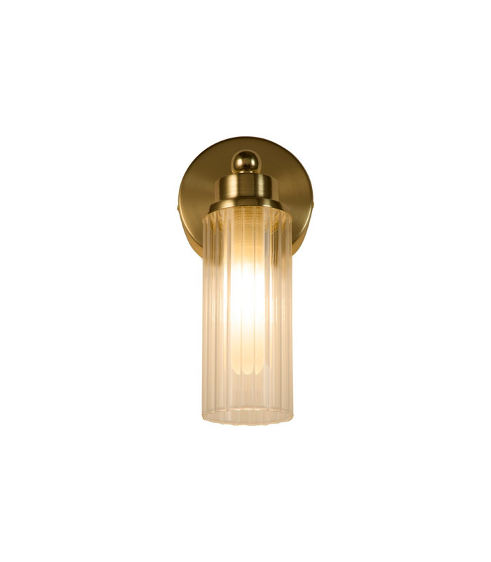 Imperial 1 Light Wall Lamp Satin Brass Metal & Clear Ribbed Glass-1