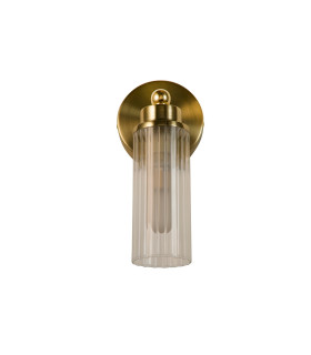 Imperial 1 Light Wall Lamp Satin Brass Metal & Clear Ribbed Glass-2