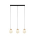 Ella 3 Light Celling Pendant Black Metal & Opal Ribbed Glass-1