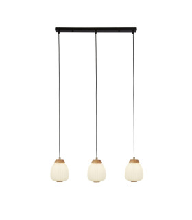Ella 3 Light Celling Pendant Black Metal & Opal Ribbed Glass-1