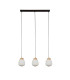 Ella 3 Light Celling Pendant Black Metal & Opal Ribbed Glass-2