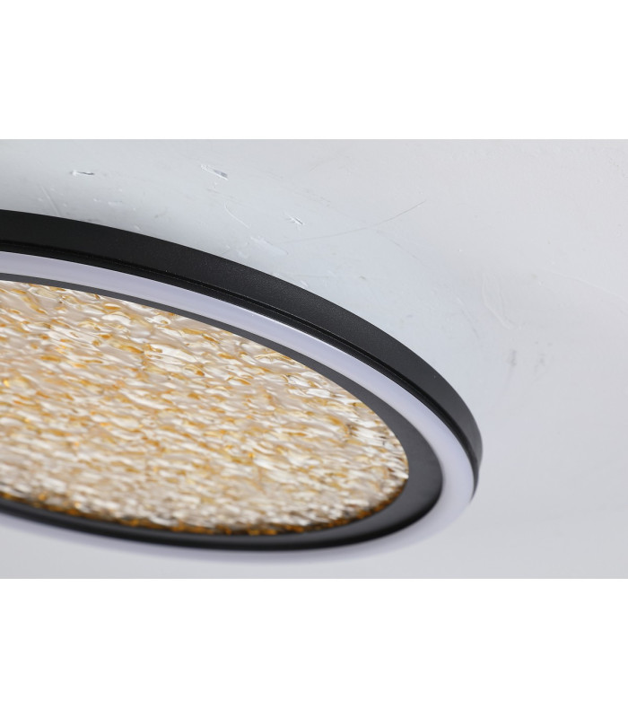 Luna LED Flush Light Sand Black Metal & Gold Plastic Diffuser-3