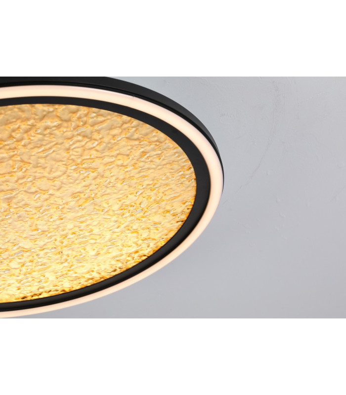 Luna LED Flush Light Sand Black Metal & Gold Plastic Diffuser-3