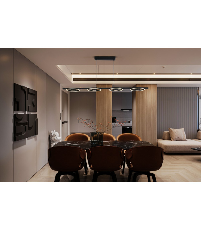 Space 4 Light LED Bar Celling Pendant Black Metal-4