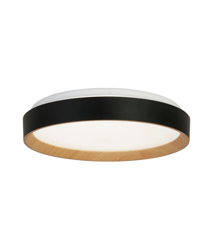 Sorrento LED Flush Light Ceiling Light Black with Wood Transfer-1