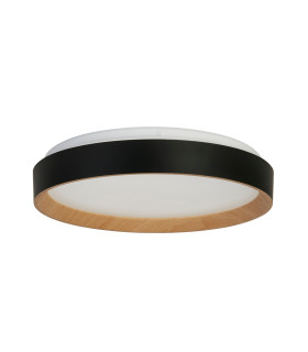 Sorrento LED Flush Light Ceiling Light Black with Wood Transfer-2