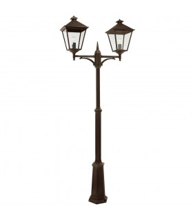 2 Light Grande Twin Lamp Post - Black/Gold IP54 - 1
