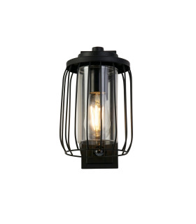 Reed 1 Light Wall Lamp with PIR  Black Metal and PC Shade-1