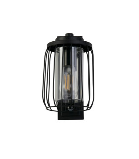Reed 1 Light Wall Lamp with PIR  Black Metal and PC Shade-2