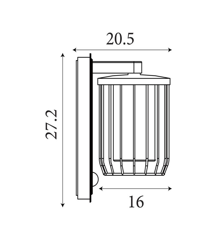 Reed 1 Light Wall Lamp with PIR , Black Metal and Plastic Shade