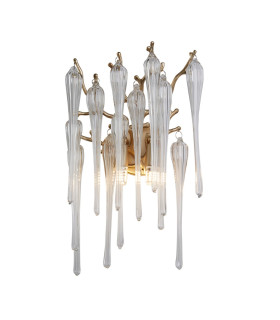 Heritage 2 Light Wall Lamp Gold Metal and Clear Glass Drops-1