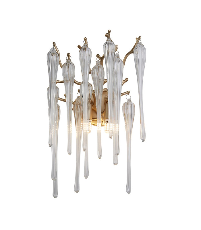 Heritage 2 Light Wall Lamp Gold Metal and Clear Glass Drops-1