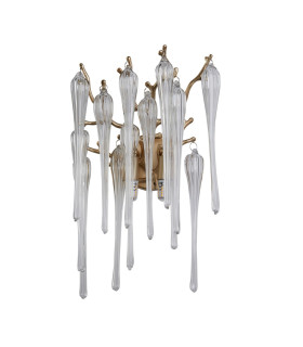 Heritage 2 Light Wall Lamp Gold Metal and Clear Glass Drops-2