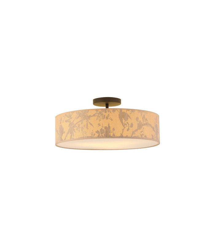 Isla 3 Light Flush Light Ceiling Light Recycled Paper Shade and Black Metal-1