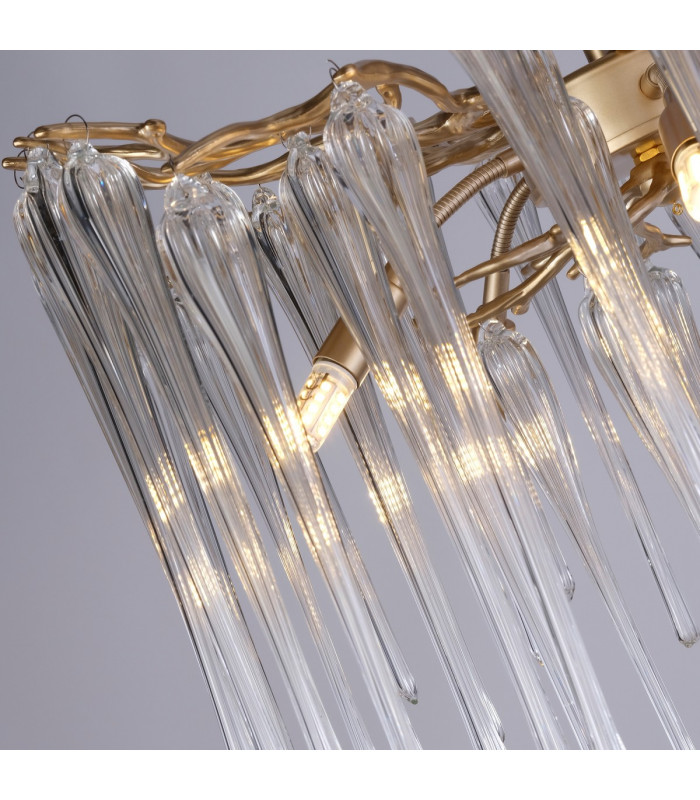 Heritage 5 Light Celling Pendant Gold Metal and Clear Glass Drops-3