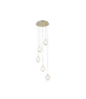 Allure 5 Light Cluster Light-Drop Celling Pendant Satin Brass & Clear Acrylic-1