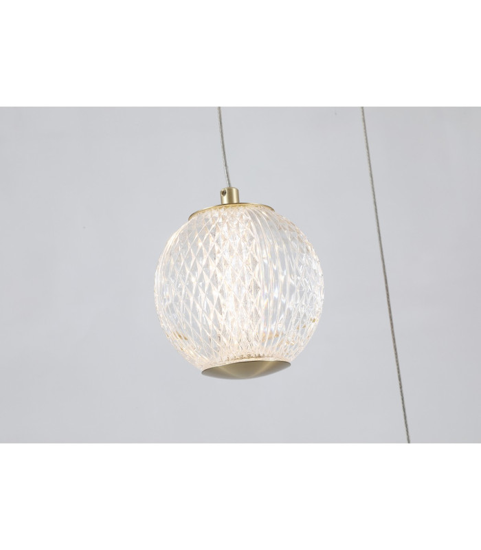 Allure 5 Light Cluster Light-Drop Celling Pendant Satin Brass & Clear Acrylic-3
