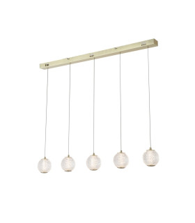 Allure 5 Light Bar Celling Pendant Satin Brass Metal & Clear Acrylic-1