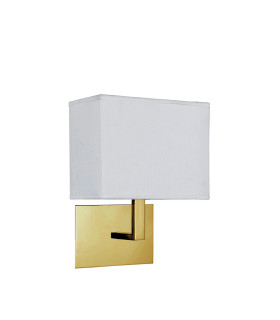 Hotel Wall Lamp Satin Brass Metal & White Fabric Shade-1