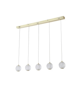 Allure 5 Light Bar Celling Pendant Satin Brass Metal & Clear Acrylic-2