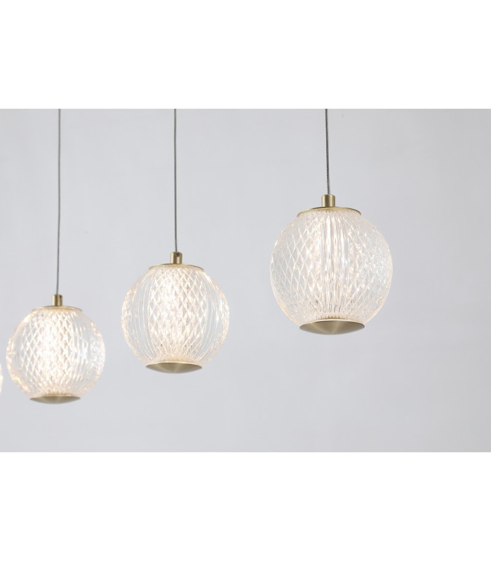 Allure 5 Light Bar Celling Pendant Satin Brass Metal & Clear Acrylic-3