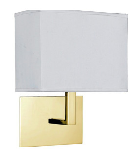 Hotel Wall Lamp Satin Brass Metal & White Fabric Shade-2