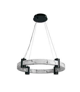 Moonbeam LED Celling Pendant Black Metal & Marbleised Resin-2