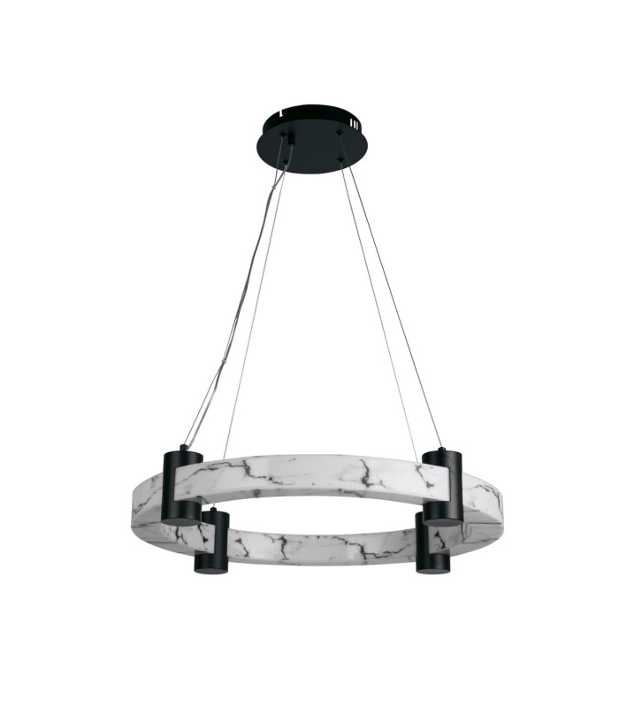 Moonbeam LED Celling Pendant Black Metal & Marbleised Resin-2
