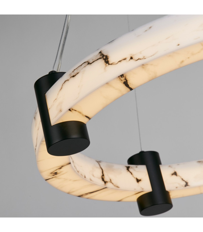 Moonbeam LED Celling Pendant Black Metal & Marbleised Resin-3